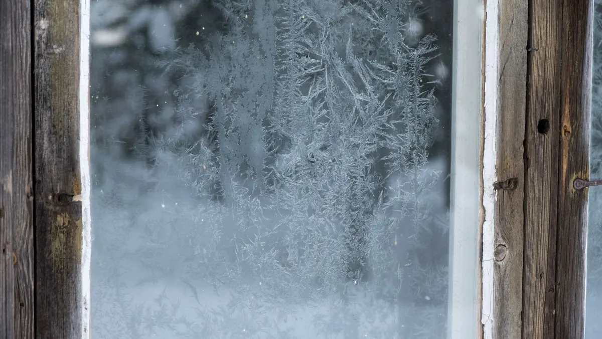 Frost patterns on a cold window
