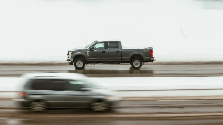 Pickup truck driving on a highway