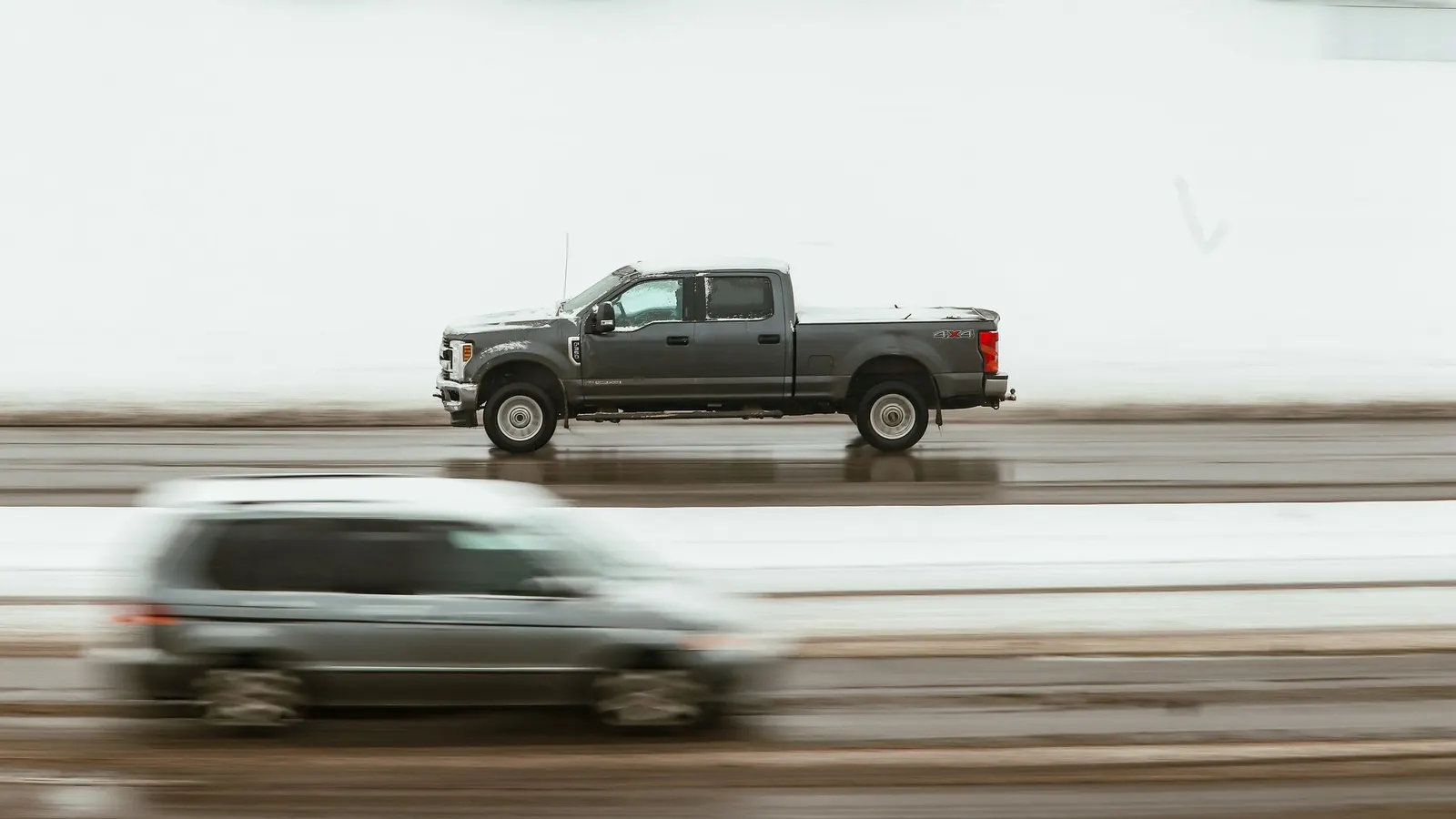 Pickup truck driving on a highway